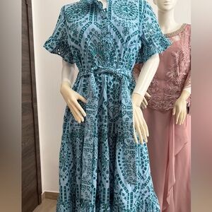 Blue Patterned Women's Dress